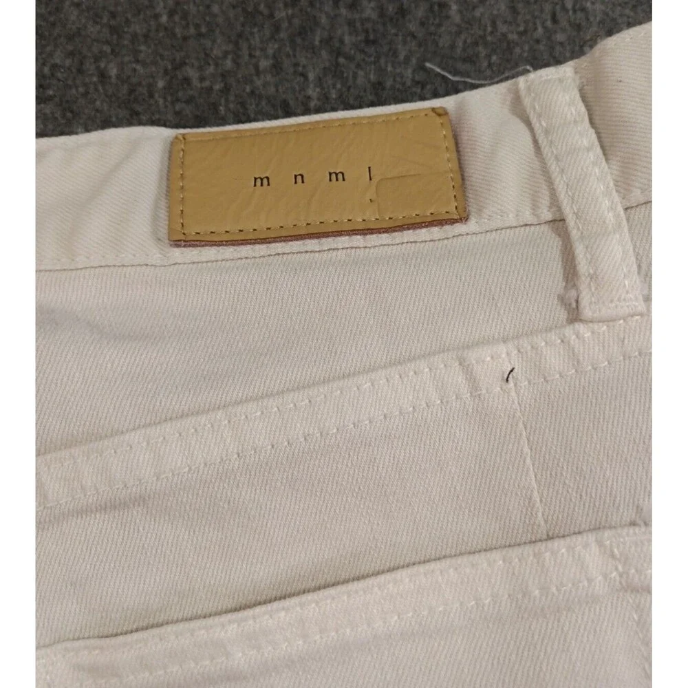 M N M L White Stretch Moto Denim Skinny Distressed Mens Jeans Size 29 Ankle Zip